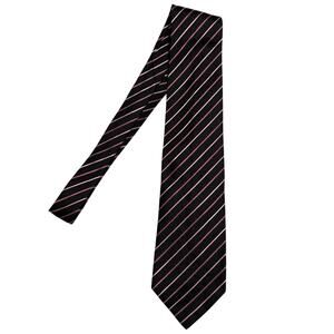 Sartori Silk Tie Necktie Diagonal Stripes Jacquard Italy Career Formal Black Red